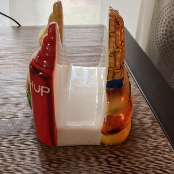 Vintage Napkin Holder Ketchup Mustard Burger Fries Ceramic Excellent Condition - Picture 3 of 7